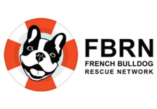 a face of a dog inside of a lifebouy ring, at the right is an acronym FBRN that stands french bulldog rescue network